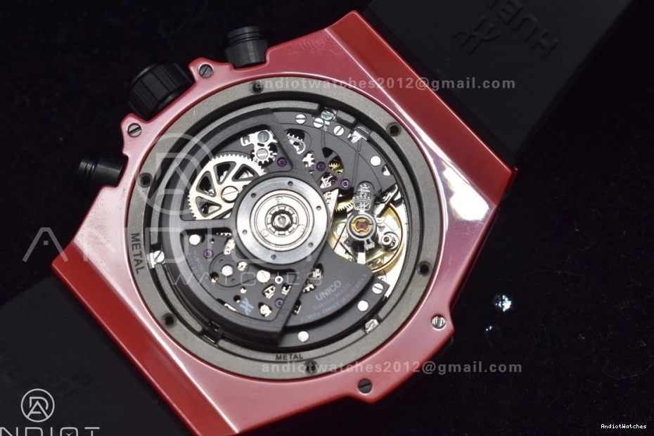 ComfortFit Skeleton 1:1 388 A Red Unico Dial Ceramic Big on Bang Best Rubber BBF Magic Edition Strap Red 0411